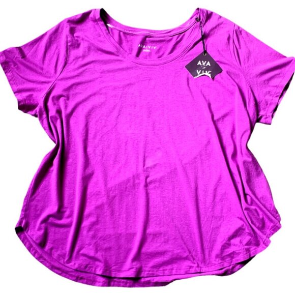 NWT Ava & Viv Relaxed Slouchy Short Sleeve Tee Plus Sz 3X Purple #92D - Picture 5 of 7